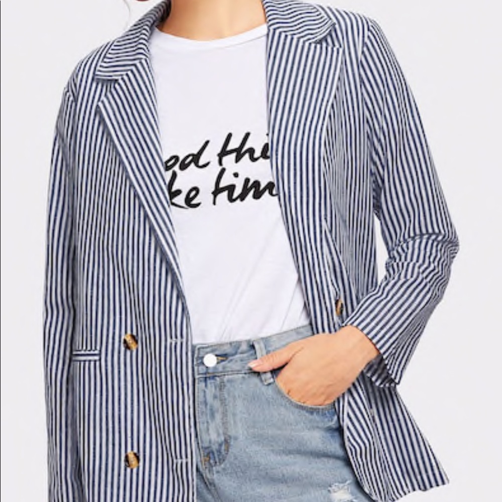 Fitted Summer Striped Blazer, Large